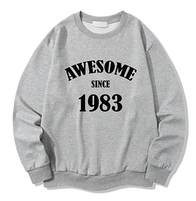 (2XL)(Gray) Эрэгтэй, эмэгтэй бүх хүн өмсөх боломжтой Малгайгүй цамц Awesome 1983